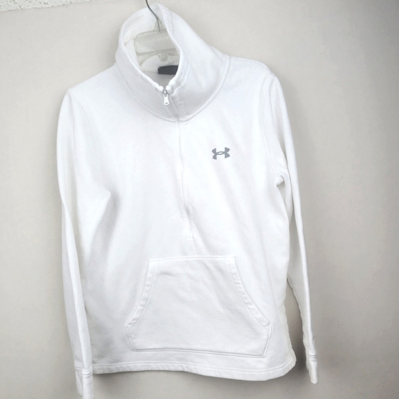 Under Armour White Long Collar Pullover Sweatshirt Men's Medium - Picture 3 of 7
